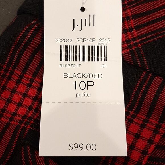 J Jill Black and True Red Plaid Dress Pants NWT - Picture 2 of 12
